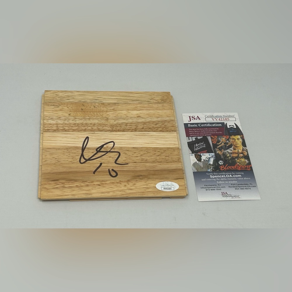 David Lee signed 6x6 Floor New York Knicks‎ Warriors Florida Gators JSA COA